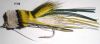 popper en chevreuil jaune et olive et en round rubber (mouche black-bass)