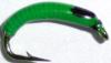 nymphe en plomb peint, coloris vert (nymphe et mouche coregone)
