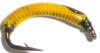 nymphe en plomb peint, coloris jaune (nymphe et mouche coregone)